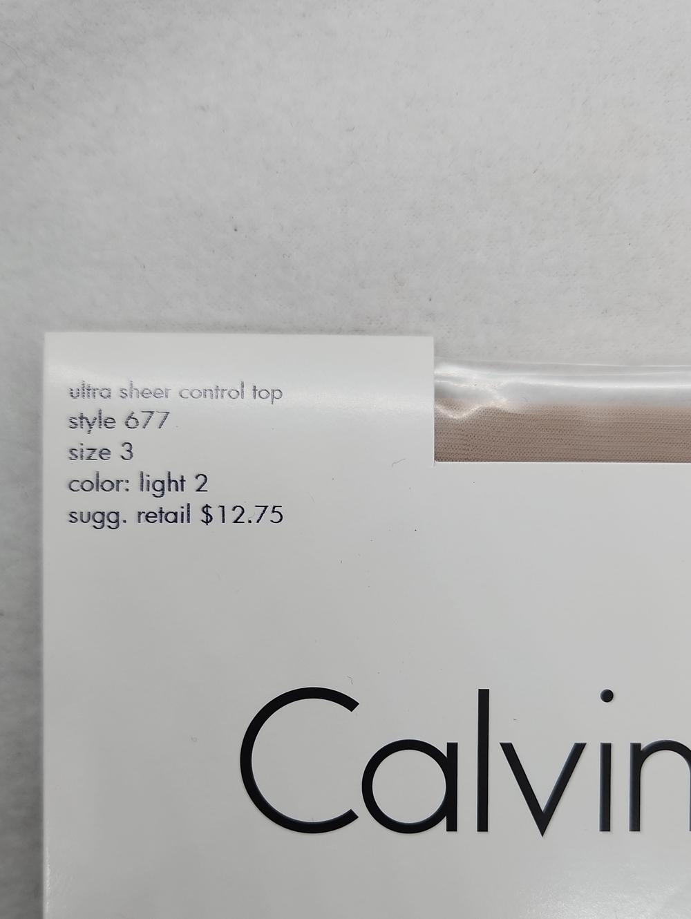 Calvin Klein Ultra Sheer Control Top Color:  Light 2, Neutral Beige Size 3
